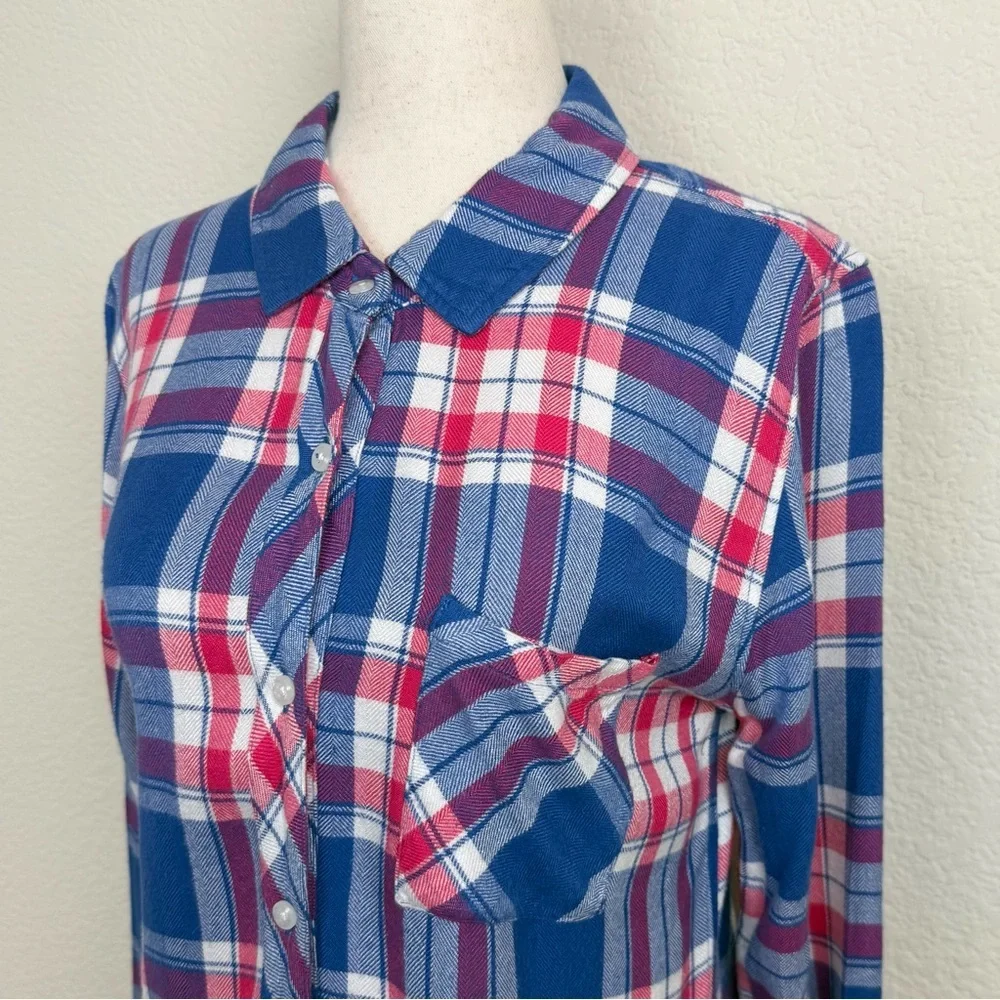 Rails Hunter Blue and Pink Plaid Button-Down Shirt Marina Flamingo Size Small - Picture 7 of 14